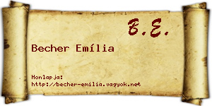 Becher Emília névjegykártya